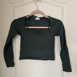 Forest Green Long Sleeve Crop Top